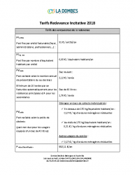 Tarifs redevance incitative 2018